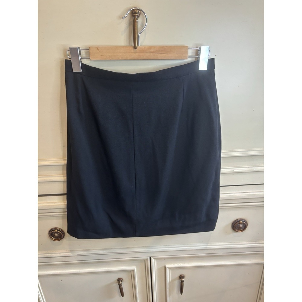 Chanel Boutique Vintage 1995 Autumn Size 38 Black Pencil Skirt Wool Silk Lining